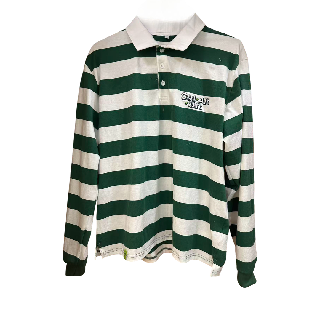 CTRL ALT LIFT RAGLAN POLO - GREEN/WHITE