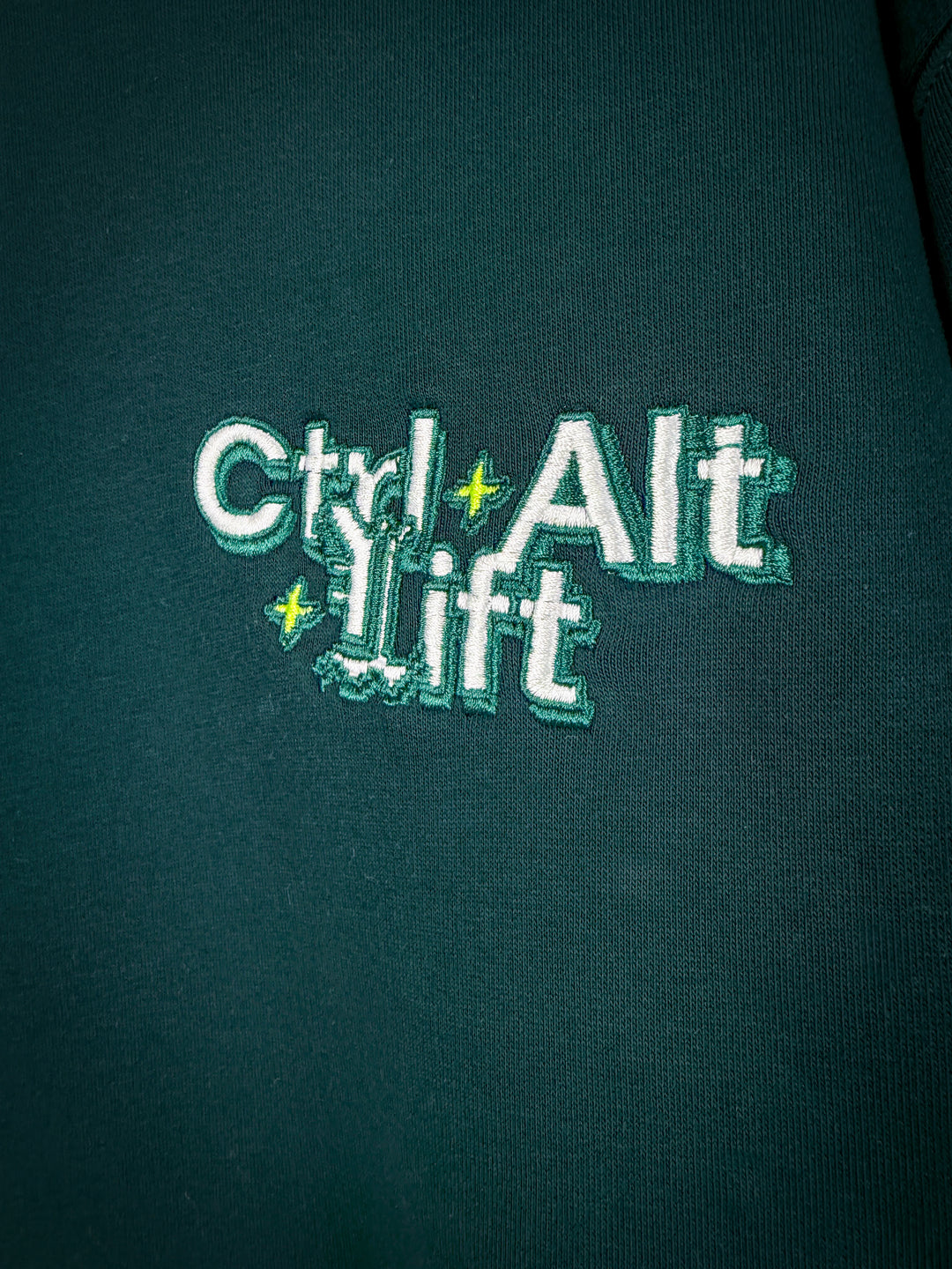 CTRL ALT LIFT EMBROIDERED HOODIE - FOREST GREEN