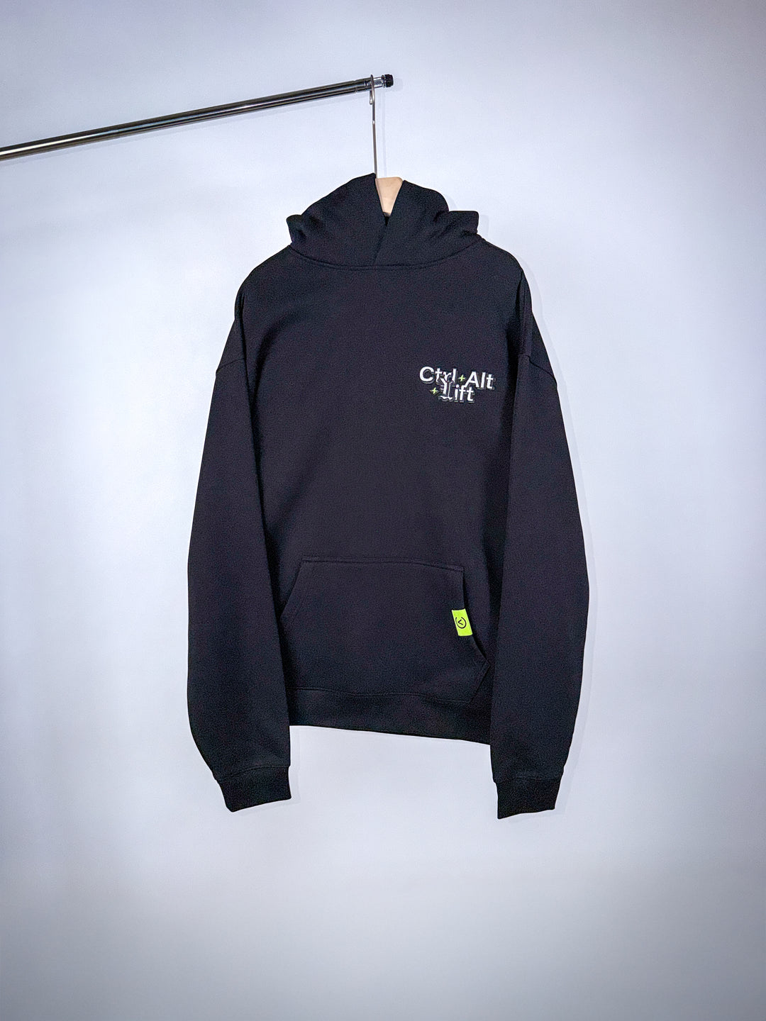 CTRL ALT LIFT EMBROIDERED HOODIE - BLACK