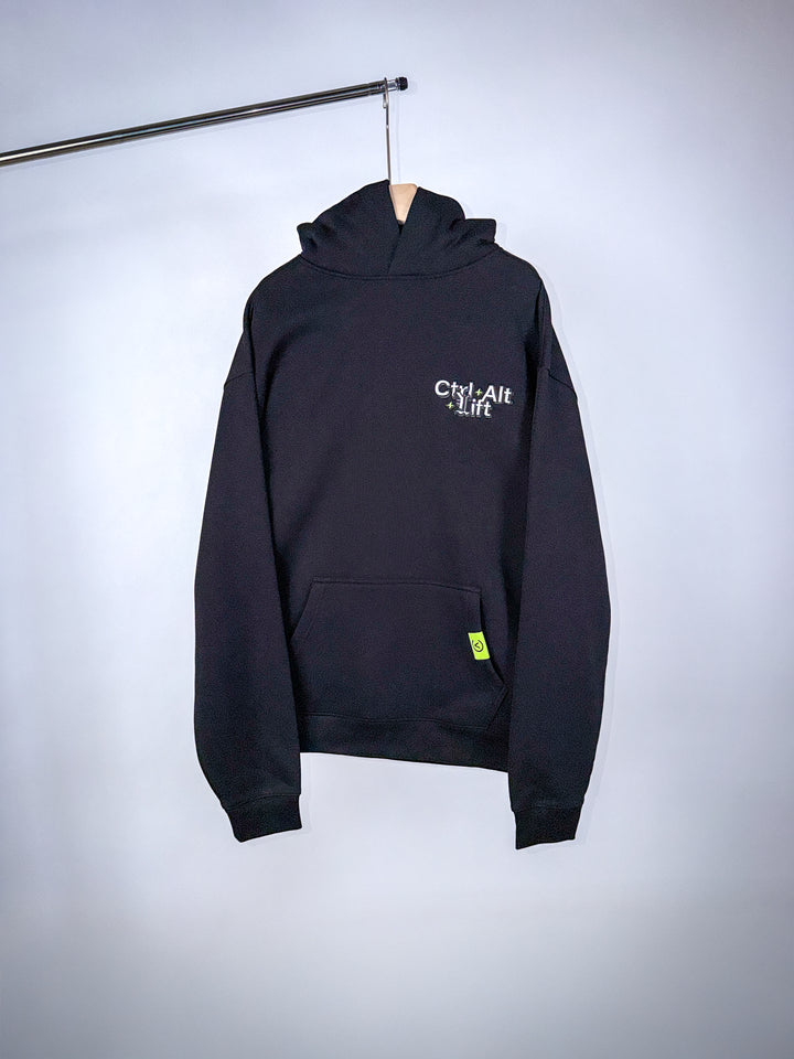 CTRL ALT LIFT EMBROIDERED HOODIE - BLACK