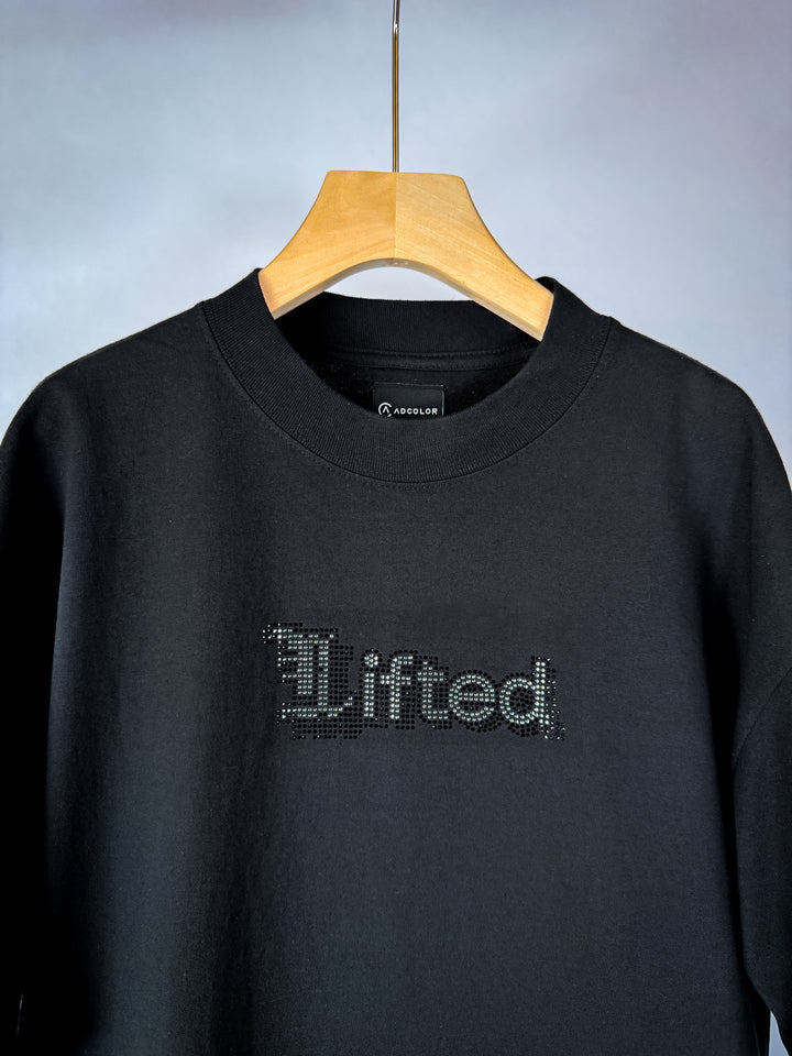 LIFTED RHINESTONE T-SHIRT - BLACK